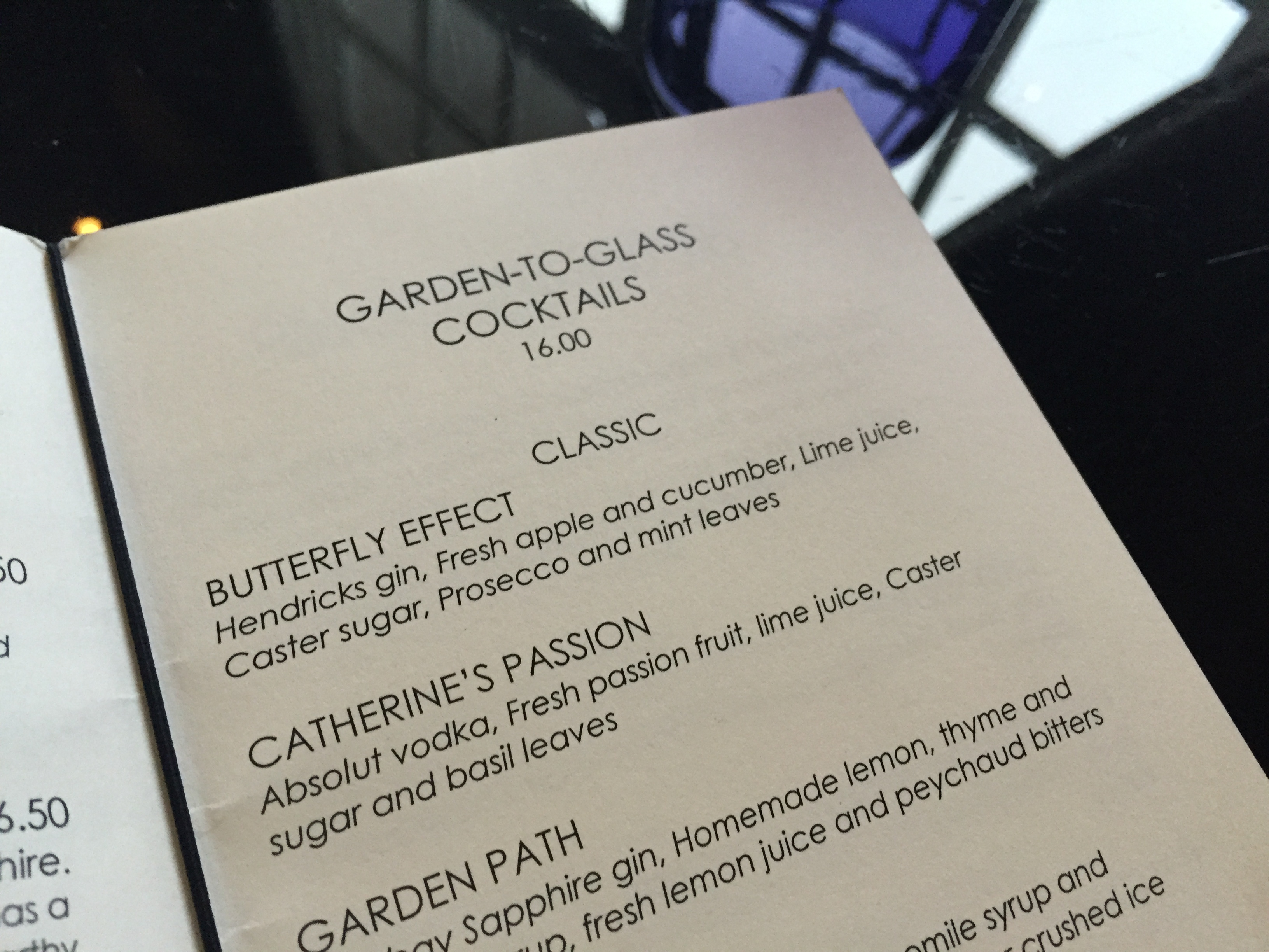 Four Seasons Cocktails Menu