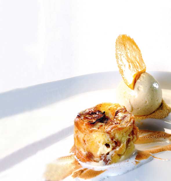 White Chocolate and Whisky Croissant Bread and Butter Pudding