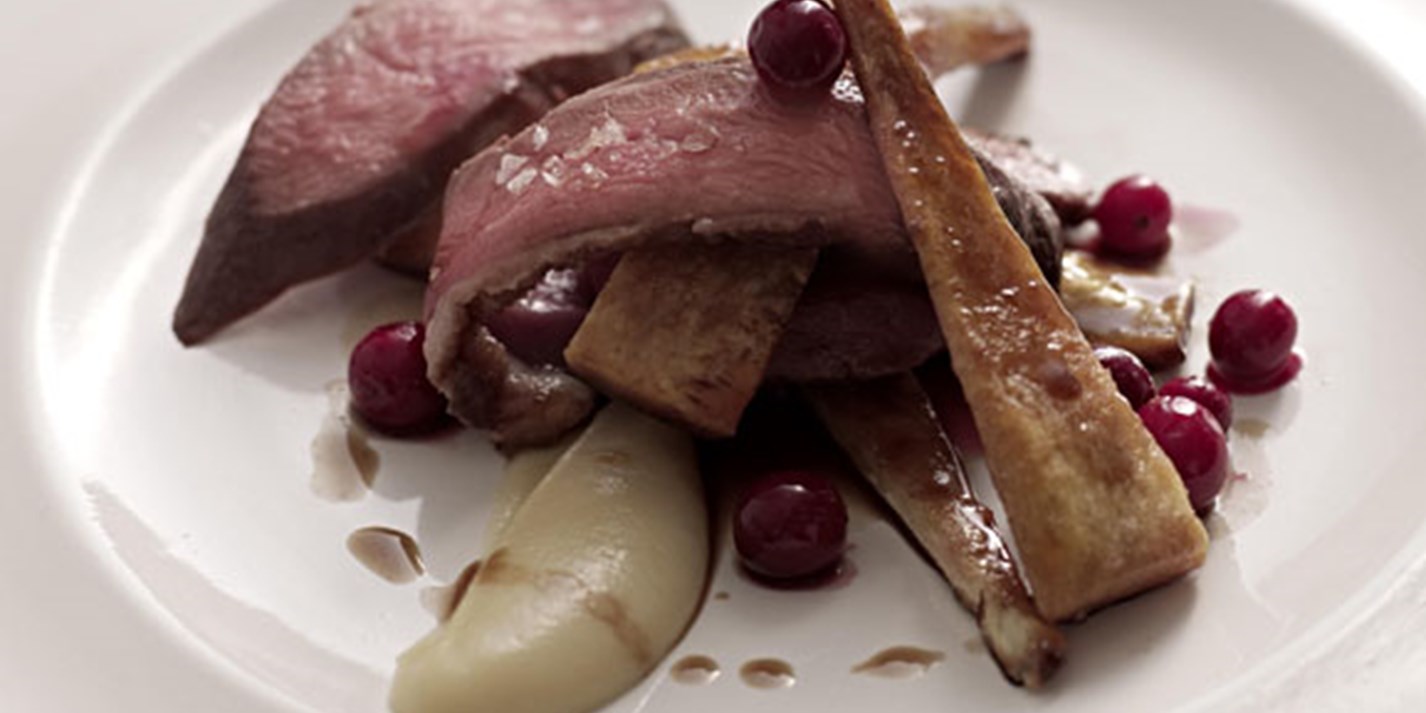Breast of Goose with Cranberries and Celeriac