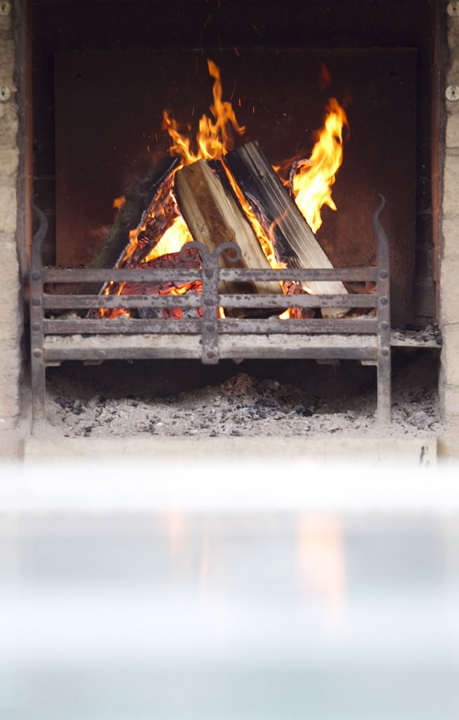 Calcot Manor hot tub log fire