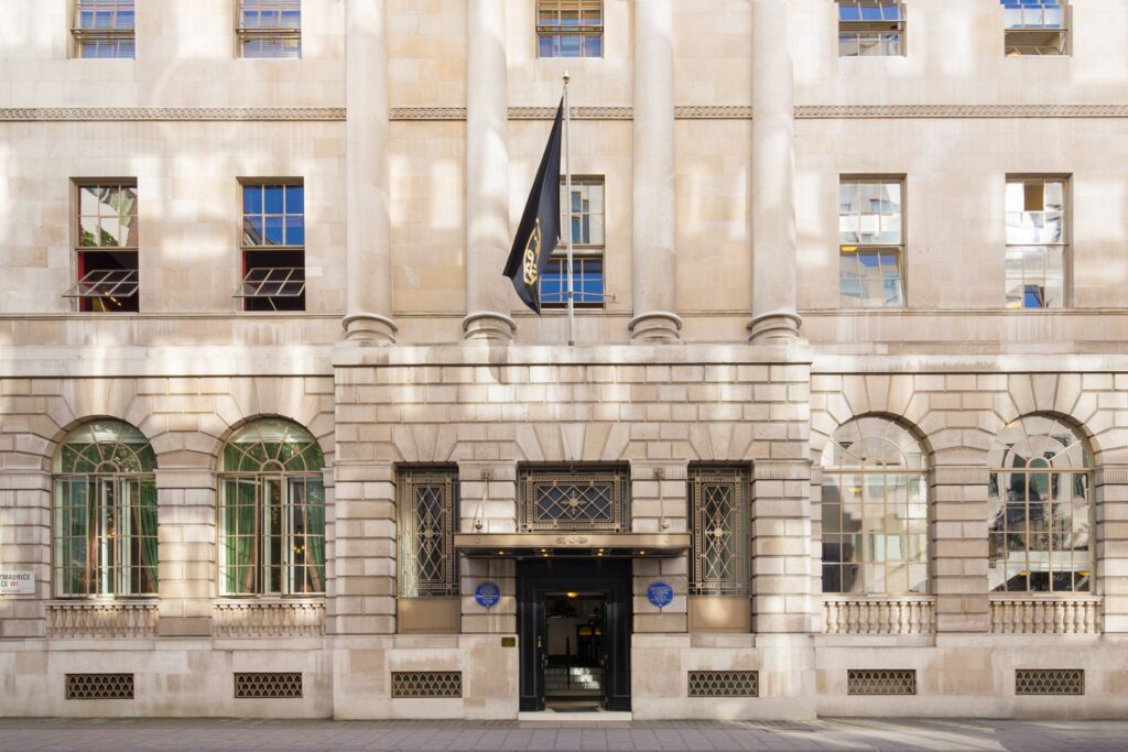 The Lansdowne Club facade, an 18th century Robert Adam mansion in Mayfair