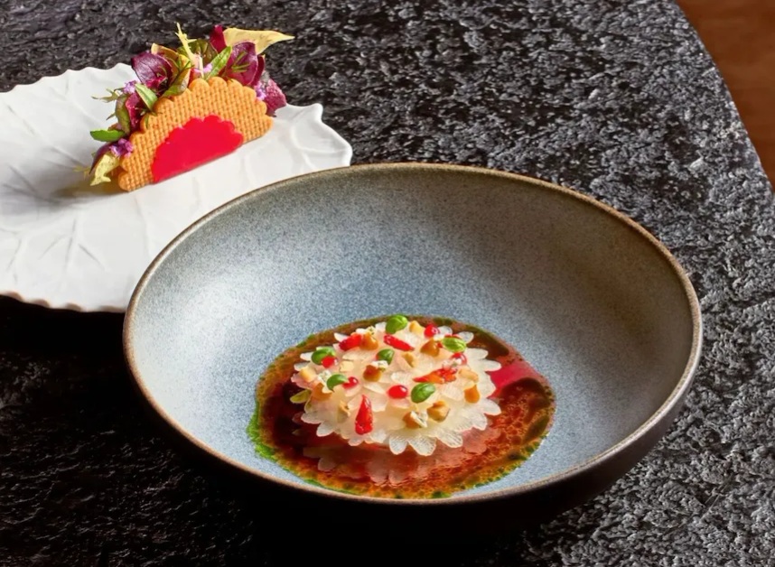 Michelin-starred dish from Woven by Adam Smith at Coworth Park Ascot